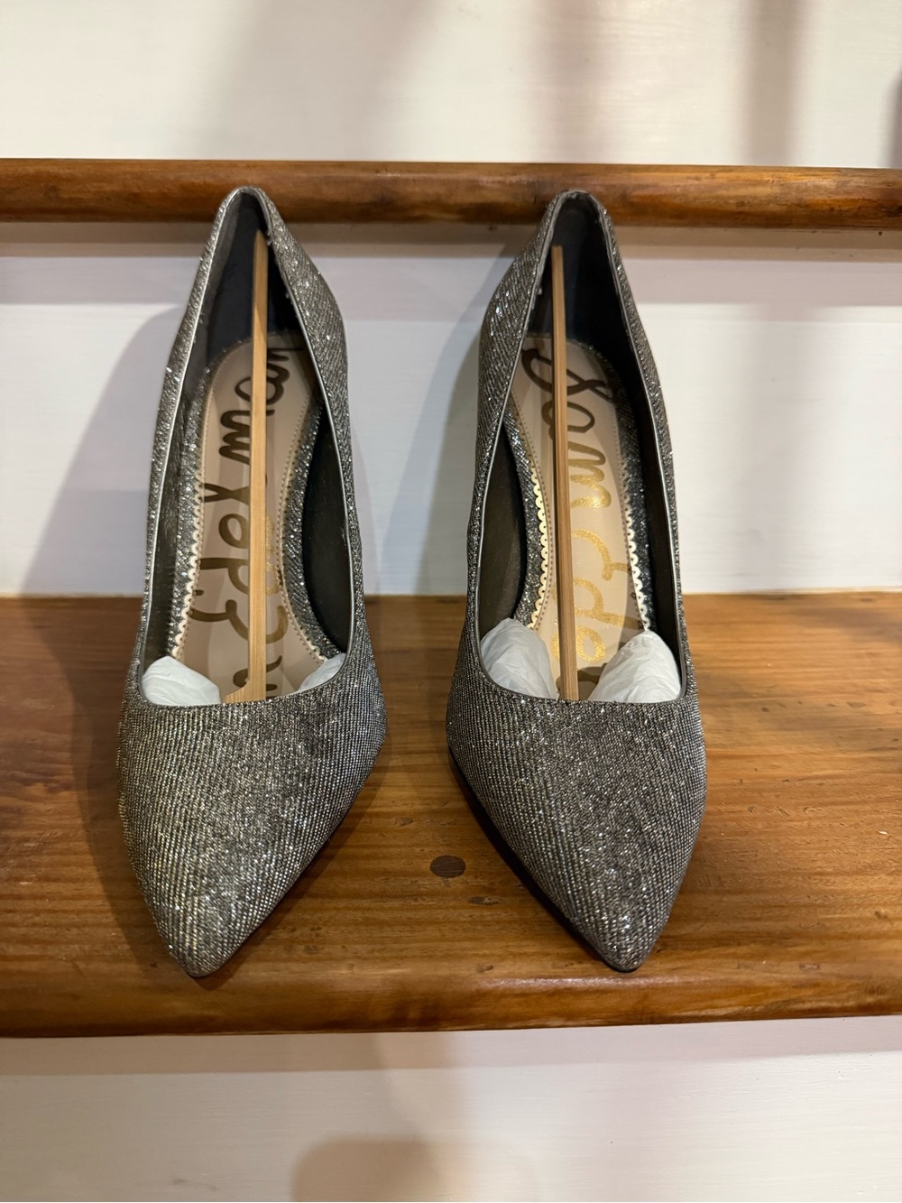 Sam Edelman Metallic Silver Pointed Toe Pumps